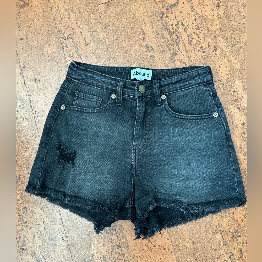 Abound Washed Black Jean Shorts with Frayed Hems
